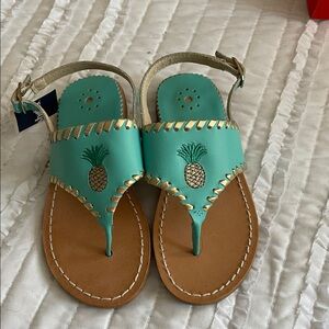 Jack Rogers Kids Pineapple Sandals - Aqua and Tan